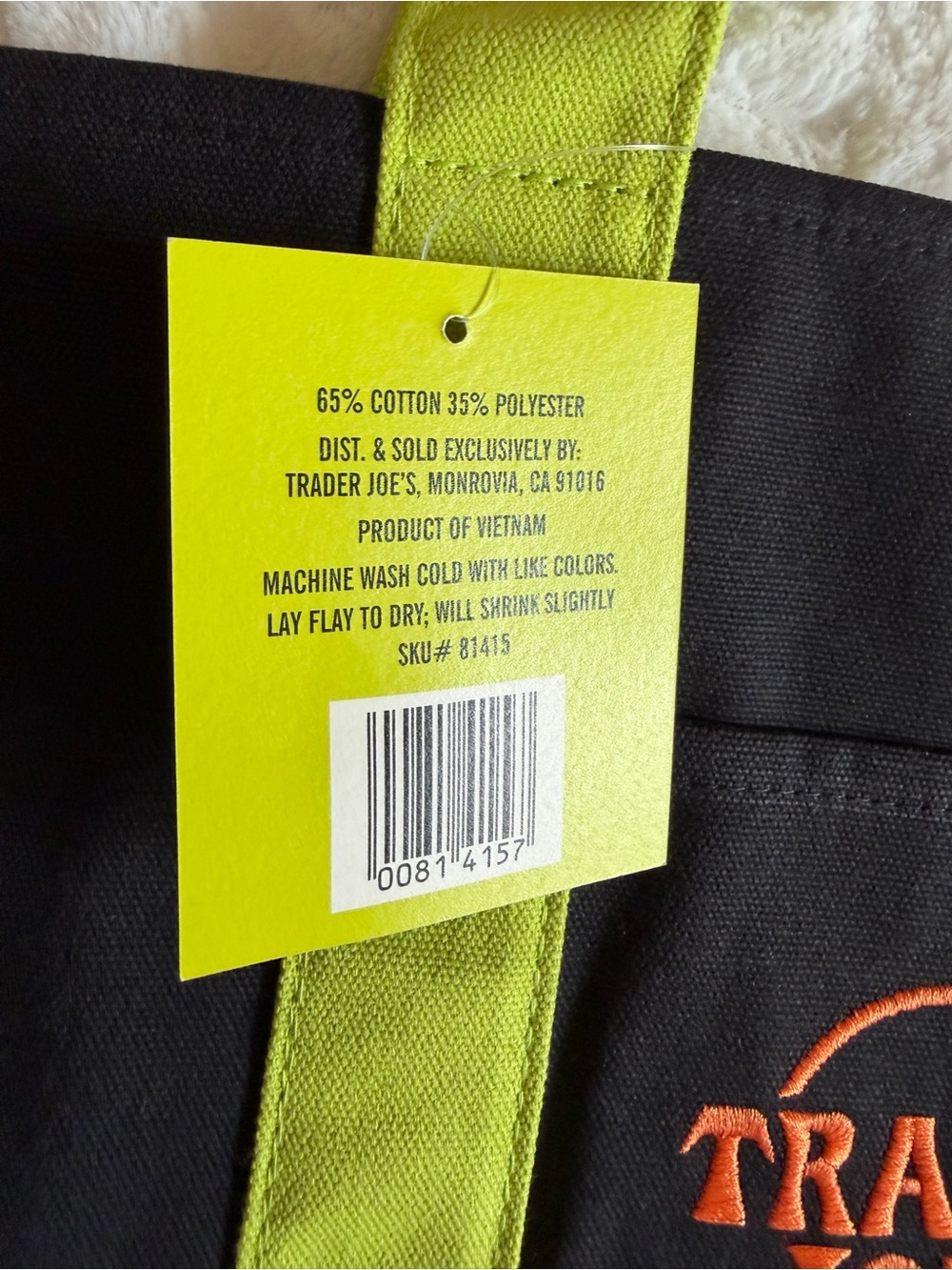 🖤🎃 NEW WITH TAG – Trader Joe’s Halloween Mini Tote! 🧡💚💜 RARE TO FIND - Picture 5 of 6